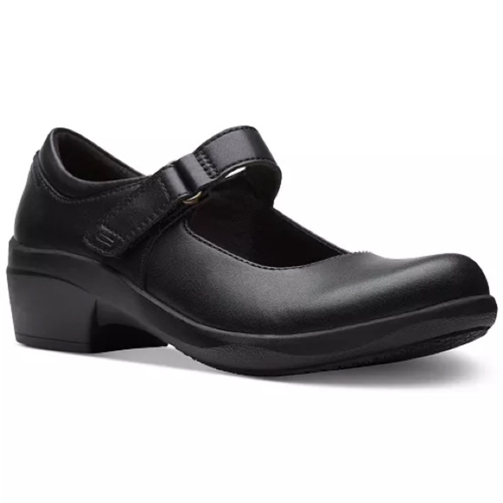 Clarks Women's Talene Ave Mary Jane Leather Round-Toe Shoes in Black Size: 11